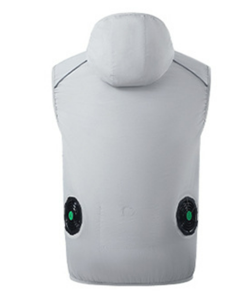 Gray fan-cooled vest shown from the back with two fans